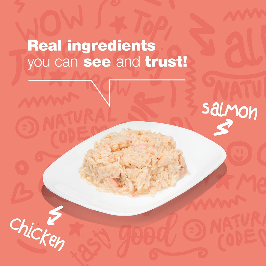 Chicken & Salmon in Broth for Adult Cats High Protein Wet Cat Food