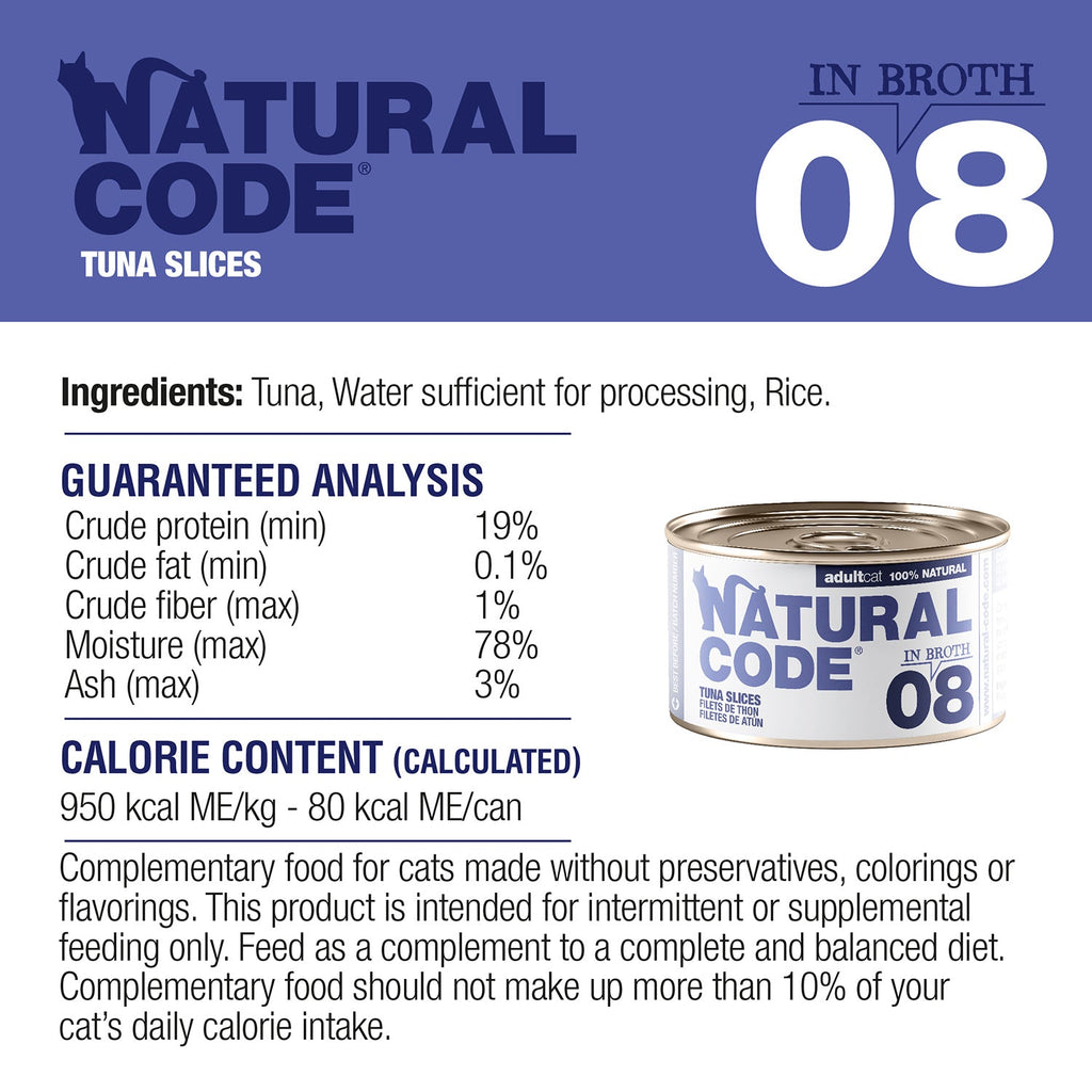 Tuna in Broth for Adult Cats High Protein Wet Cat Food