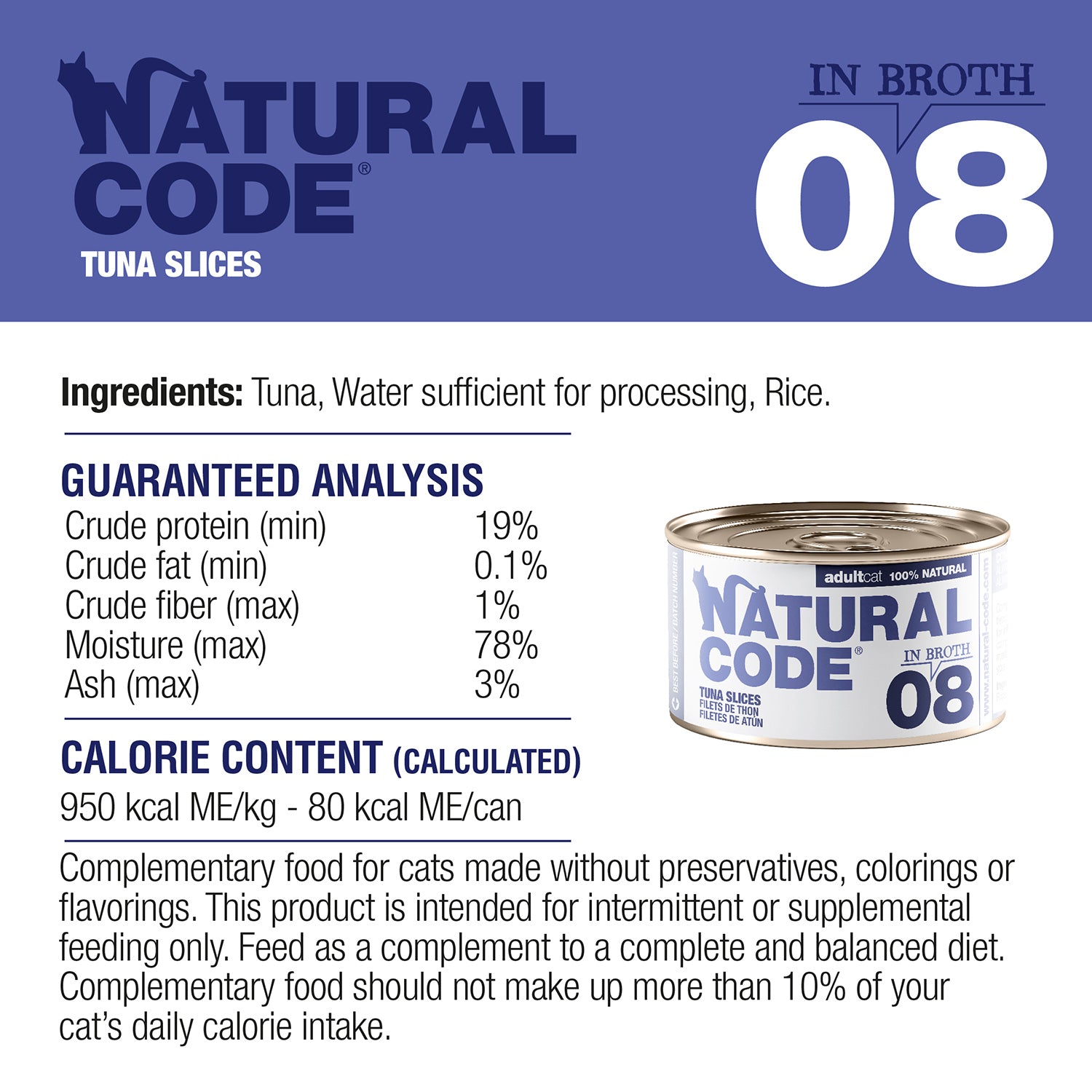 Tuna in Broth for Adult Cats High Protein Wet Cat Food